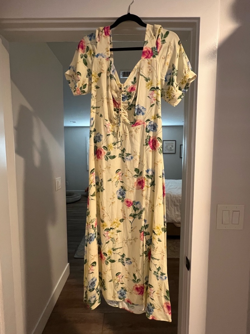 Favorite Daughter Yellow Floral Maxi Dress with Pink & Blue Blooms